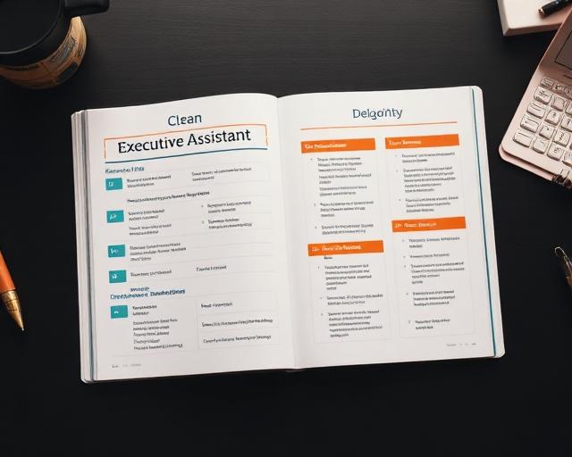 Executive Assistant Handbook preview showing organized checklists and delegation frameworks