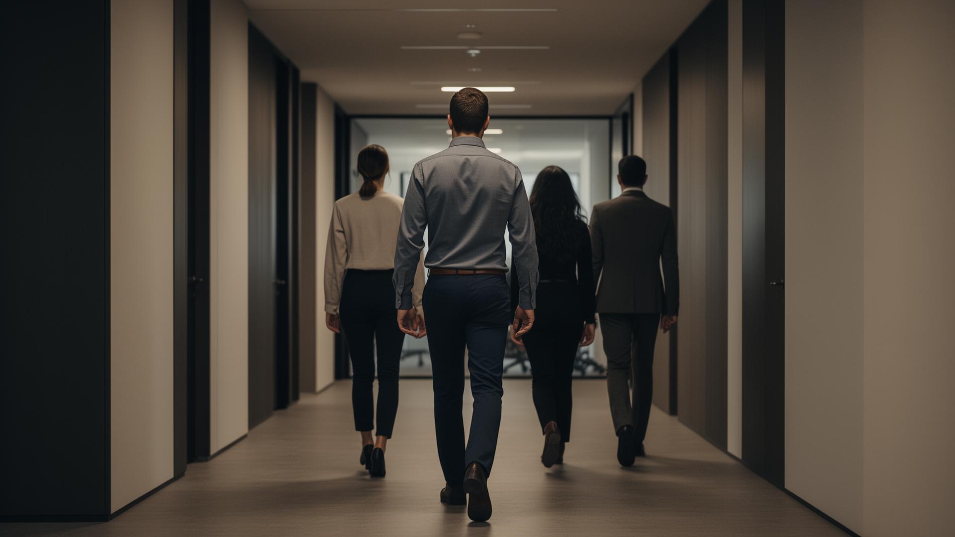 Leader walking with team